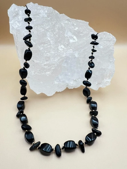 GÜMÜŞTEL EL SANATLARI Sertifikalı Akik Doğal Taş Tasarım Kolye - Resim 6