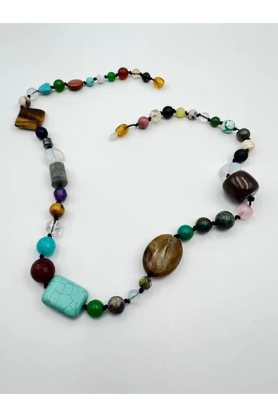 GÜMÜŞTEL EL SANATLARI Sertifikalı Doğal Taş Tasarım Kolye Aaa Kalite Özel Tasarım El Işçiliği - Resim 4