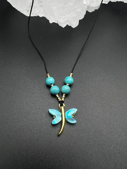 GÜMÜŞTEL EL SANATLARI Sertifikalı Turkuaz & Sedef Doğal Taş Tasarım Kolye Yusufcuk Detaylı AAA Kalite - Resim 3