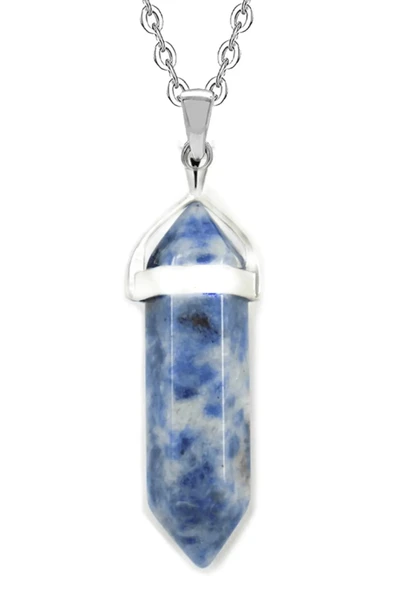 GÜMÜŞTEL EL SANATLARI Sertifikalı Sodalit Doğal Taş Pandül Kesim Kolye ürün görseli 1