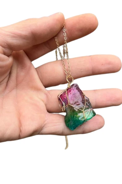 GÜMÜŞTEL EL SANATLARI Sertifikalı Aura Kuvars Özel Model Kolye Tasarım Aaa Kalite ürün görseli 1