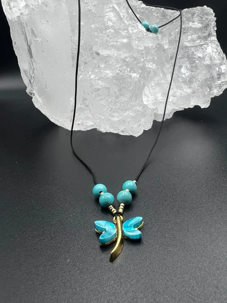 GÜMÜŞTEL EL SANATLARI Sertifikalı Turkuaz & Sedef Doğal Taş Tasarım Kolye Yusufcuk Detaylı AAA Kalite - Resim 2