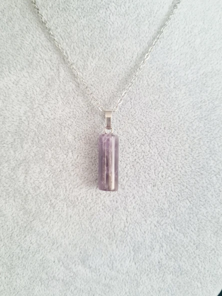 GÜMÜŞTEL EL SANATLARI Sertifikalı Ametist Doğal Taş Kolye Özel Kesim - Resim 6