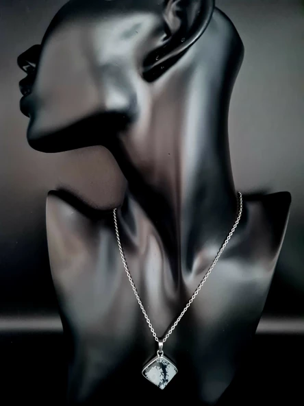 GÜMÜŞTEL EL SANATLARI Sertifikalı Obsidyen Doğal Taş Kolye Piramit Özel Kesim Aaa Kalite - 3