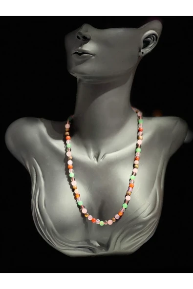 GÜMÜŞTEL EL SANATLARI Sertifikalı Doğal Taş 7 Çakra Tasarım Kolye - 4