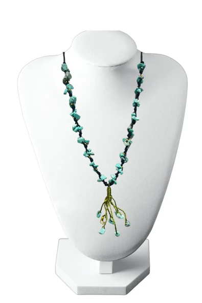 GÜMÜŞTEL EL SANATLARI Sertifikalı Turkuaz Doğal Taş El Yapımı Tasarım Kolye - Resim 2