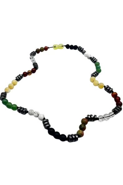 GÜMÜŞTEL EL SANATLARI Sertifikalı Öğrenci Odaklanma Kolyesi Oniks,Hematit,Unakit,Kuvars,Akik,Kalsit,Aventurin,Havlit - Resim 2