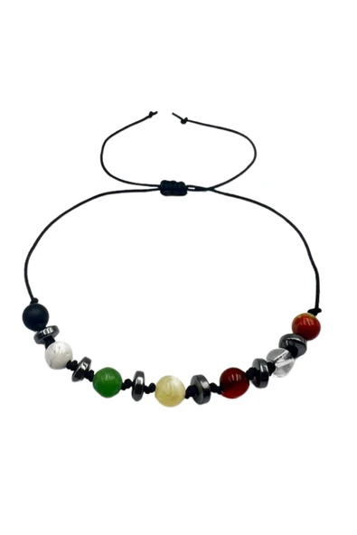 GÜMÜŞTEL EL SANATLARI Sertifikalı Öğrenci Başarı Bileklik Oniks,Hematit,Unakit,Kristal Kuvars,Akik,Kalsit,Aventurin,Havlit - Resim 3