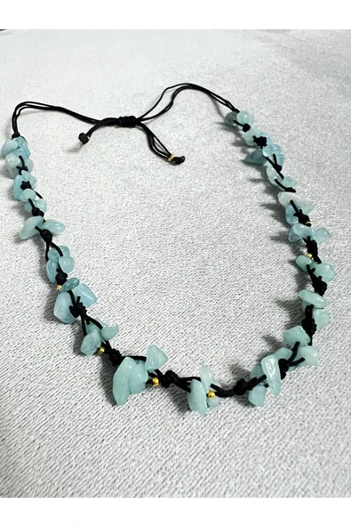 GÜMÜŞTEL EL SANATLARI Sertifikalı Akuamarin Doğal Taş Tasarım Kolye - Resim 2