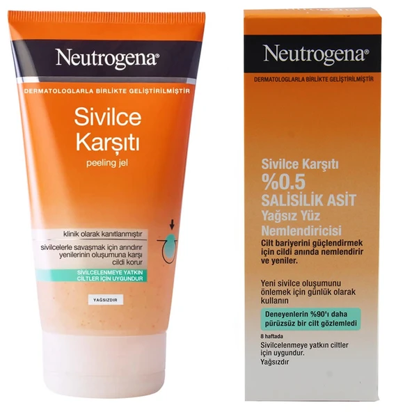 Neutrogena Sivilce Karşıtı Peeling Jel 150 ml + Sivilce Karşıtı Yağsız Yüz Nemlendiricisi 50 ml