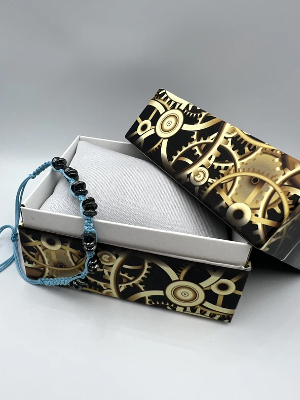 GÜMÜŞTEL EL SANATLARI Sertifikalı Hematit Doğal Taş Tasarım Bileklik Aaa Kalite Hafıza Konsantrasyon Kıvrak Zeka - Resim 2