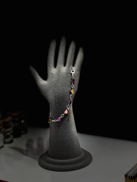 GÜMÜŞTEL EL SANATLARI Sertifikalı Hematit Doğal Taş Bileklik & Halhal Özel Tasarım - Resim 6