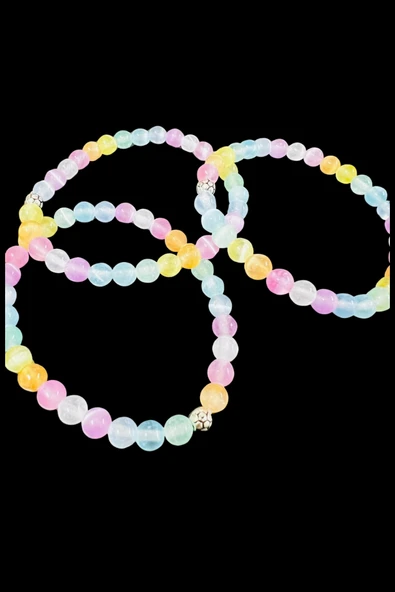 GÜMÜŞTEL EL SANATLARI Sertifikalı Renkli Selenit Doğal Taş Bileklik AAA Kalite Sürpriz Hediyeli - Resim 3