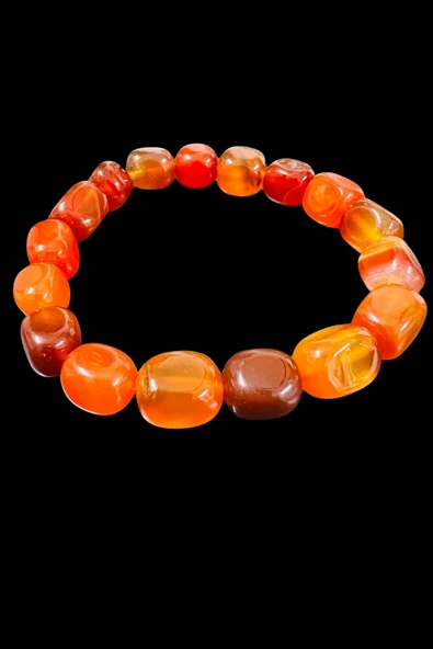 GÜMÜŞTEL EL SANATLARI Sertifikalı Akik Doğal Taş Şekilsiz Bileklik - Resim 3