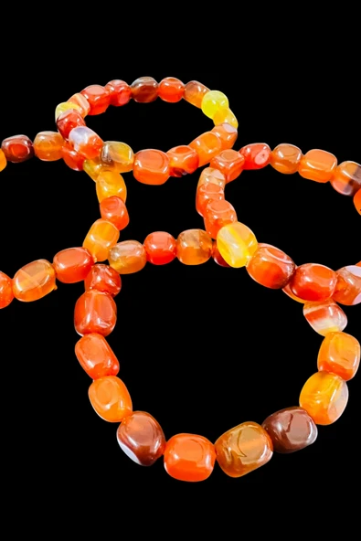 GÜMÜŞTEL EL SANATLARI Sertifikalı Akik Doğal Taş Şekilsiz Bileklik - Resim 2