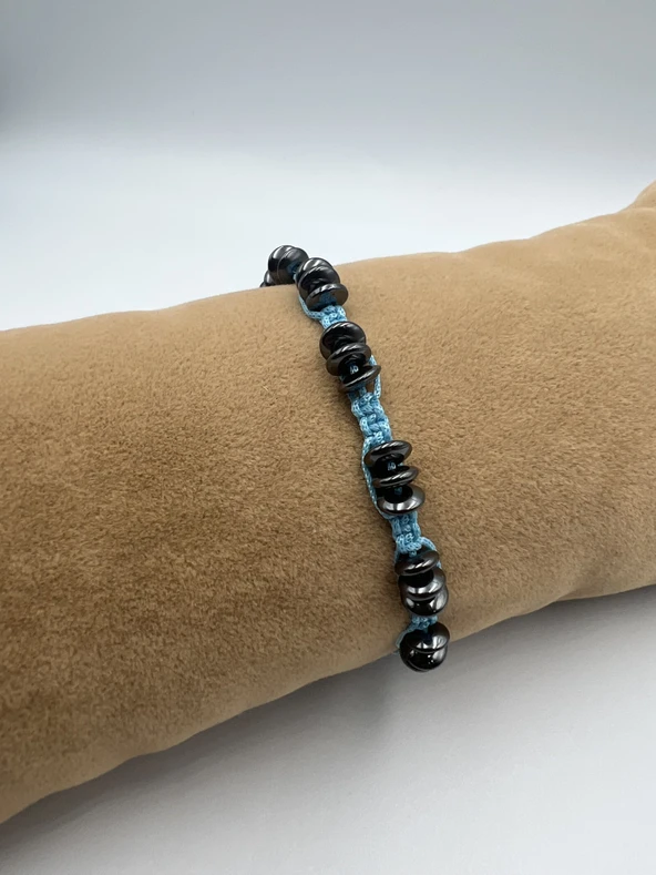 GÜMÜŞTEL EL SANATLARI Sertifikalı Hematit Doğal Taş Tasarım Bileklik Aaa Kalite Hafıza Konsantrasyon Kıvrak Zeka - Resim 6