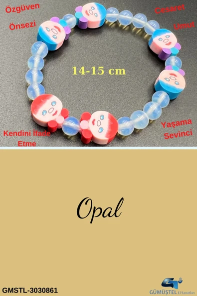 GÜMÜŞTEL EL SANATLARI Sertifikalı Opal Doğal Taş Çocuk Bilekliği - 1
