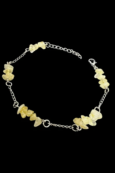 GÜMÜŞTEL EL SANATLARI Sertifikalı Sitrin Doğal Taş El Yapımı Tasarım Bileklik - Resim 2