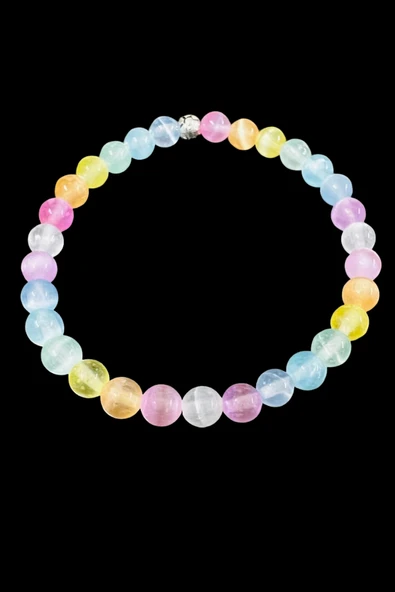 GÜMÜŞTEL EL SANATLARI Sertifikalı Renkli Selenit Doğal Taş Bileklik AAA Kalite Sürpriz Hediyeli - Resim 4