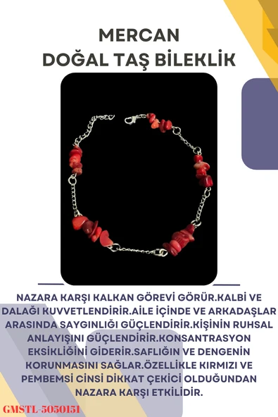 GÜMÜŞTEL EL SANATLARI Sertifikalı Mercan Doğal Taş El Yapımı Tasarım Bileklik ürün görseli 1