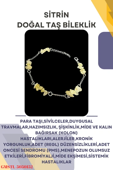 GÜMÜŞTEL EL SANATLARI Sertifikalı Sitrin Doğal Taş El Yapımı Tasarım Bileklik ürün görseli 1