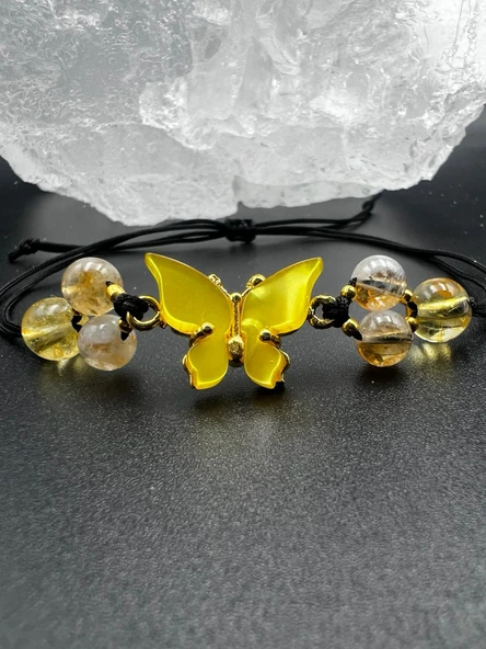 GÜMÜŞTEL EL SANATLARI Sertifikalı Sitrin Doğal Taş Tasarım El Yapımı Bileklik ürün görseli 1