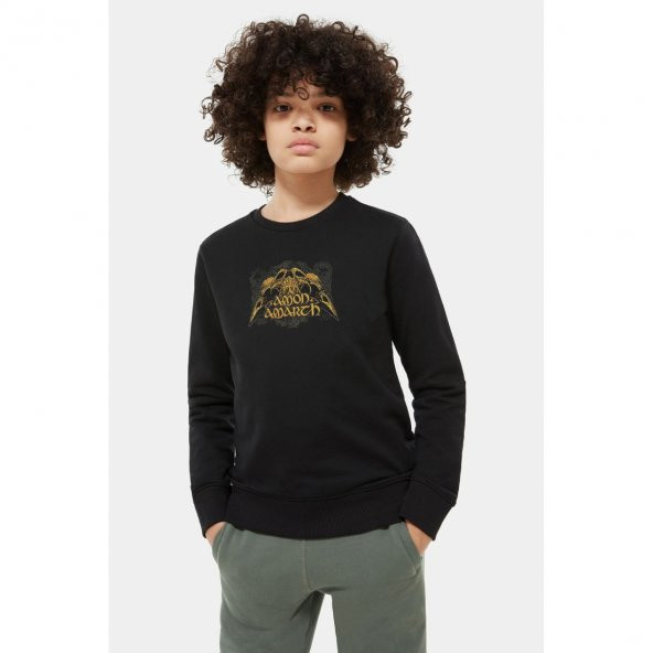 Amon Amarth Guardians Of Asgard Metal Baskılı Unisex Çocuk Siyah Sweatshirt