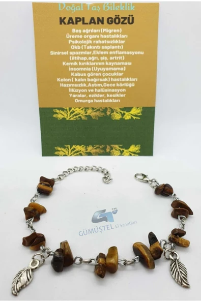 GÜMÜŞTEL EL SANATLARI Sertifikalı Kaplan Gözü Taşı Bileklik Orijinal Doğal Taş Tasarım Bileklik ürün görseli 1