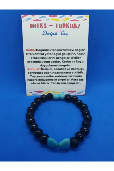 GÜMÜŞTEL EL SANATLARI Sertifikalı Oniks Turkuaz Taşı Tasarım Bileklik