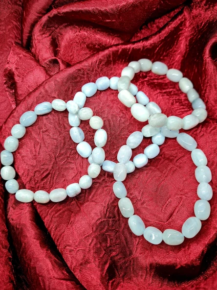 GÜMÜŞTEL EL SANATLARI Sertifikalı Doğal Taş Akuamarin Taşı Bileklik - Resim 3