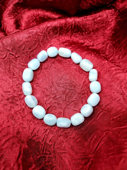 GÜMÜŞTEL EL SANATLARI Sertifikalı Doğal Taş Akuamarin Taşı Bileklik - Resim 2