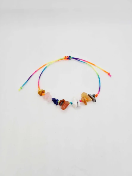 GÜMÜŞTEL EL SANATLARI Sertifikalı Kız Öğrenci Bileklik Kehribar Kuvars Kalsit Havlit Lapis Akik Hematit Doğal Taş Bileklik - 2