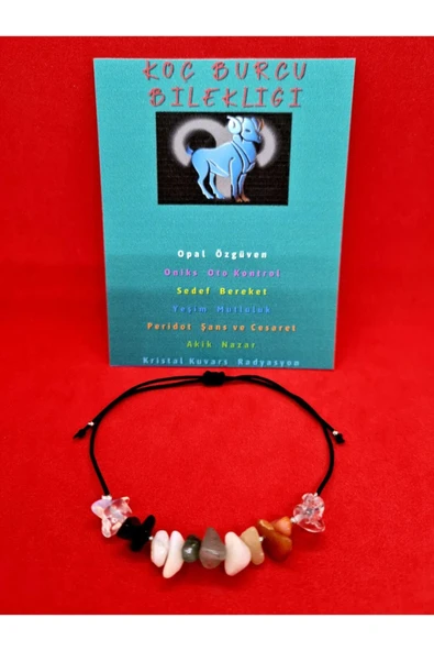 GÜMÜŞTEL EL SANATLARI Sertifikalı Koç Burcu Bileklik Doğal Taş ürün görseli 1