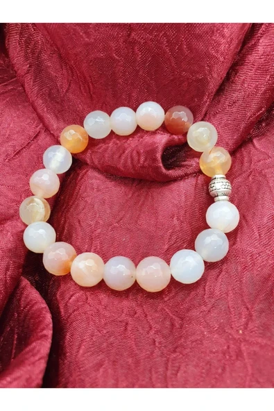 GÜMÜŞTEL EL SANATLARI Sertifikalı Doğal Akik Taşı Bileklik 10 Mm - Resim 2