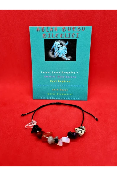 GÜMÜŞTEL EL SANATLARI Sertifikalı Aslan Burcu Bileklik Doğal Taş ürün görseli 1