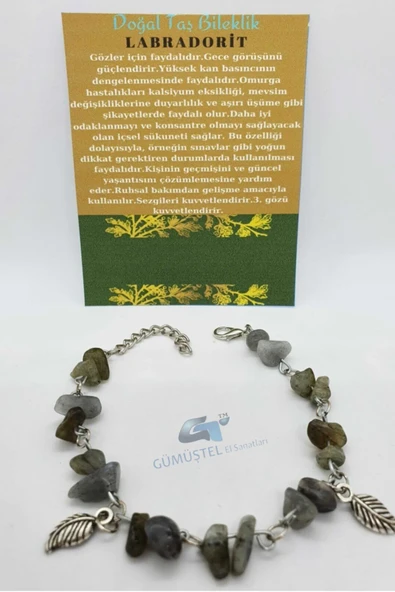 GÜMÜŞTEL EL SANATLARI Sertifikalı Labradorit Taşı Bileklik Orijinal Doğal Taş Tasarım Bileklik ürün görseli 1