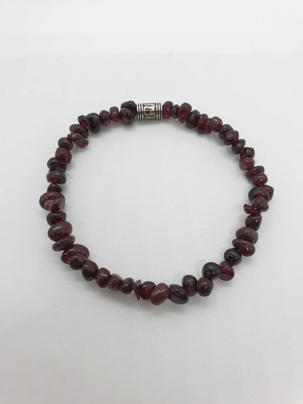 GÜMÜŞTEL EL SANATLARI Sertifikalı Doğal Lal (KIRMIZI GRANAT) Taşı Bileklik