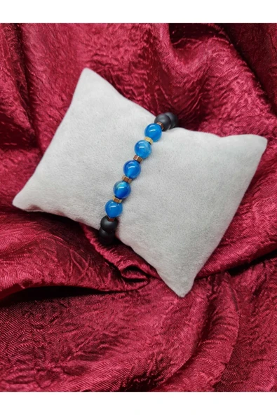 GÜMÜŞTEL EL SANATLARI Sertifikalı Akik Hematit Oniks Doğal Taş Bileklik - 4