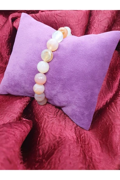 GÜMÜŞTEL EL SANATLARI Sertifikalı Doğal Akik Taşı Bileklik 10 Mm ürün görseli 1
