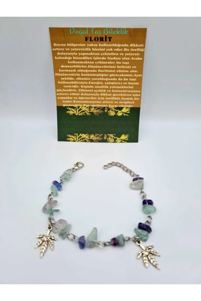 GÜMÜŞTEL EL SANATLARI Sertifikalı Florit Taşı Bileklik Orijinal Doğal Taş Tasarım Bileklik ürün görseli 1