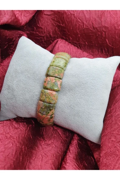 GÜMÜŞTEL EL SANATLARI Sertifikalı Doğal Unakit Taşı Rolex Bileklik - Resim 2