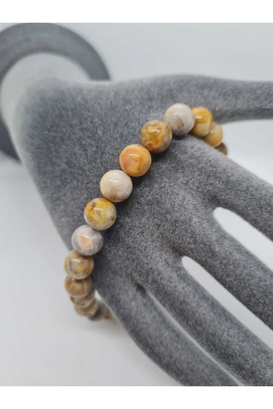GÜMÜŞTEL EL SANATLARI Sertifikalı Doğal Taş Jasper Bileklik 8mm - 3