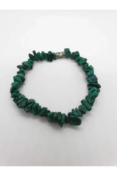 GÜMÜŞTEL EL SANATLARI Sertifikalı Doğal Ham Işlenmemiş Malahit Taşı Bileklik ürün görseli 1