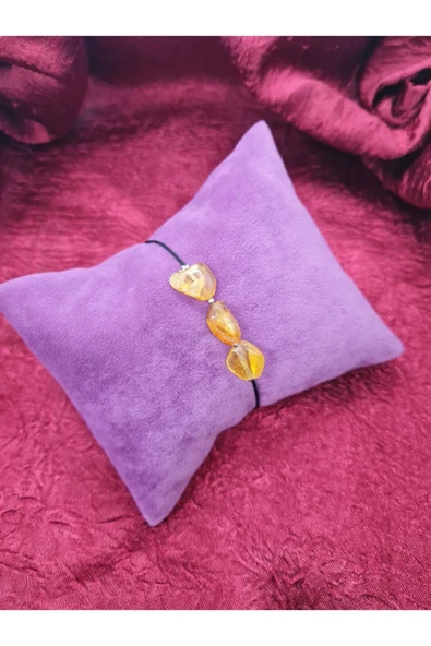 GÜMÜŞTEL EL SANATLARI Sertifikalı Doğal Ham Damla Kehribar Bileklik - Resim 2