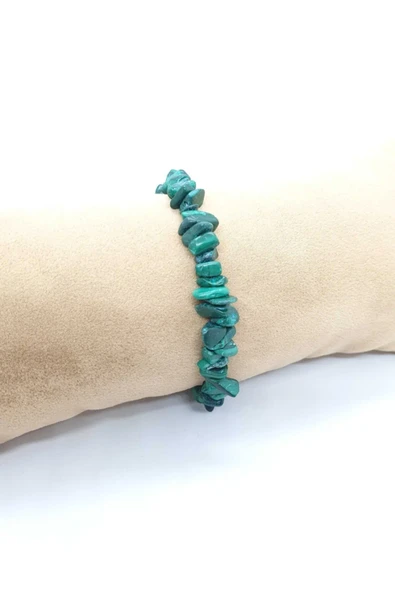 GÜMÜŞTEL EL SANATLARI Sertifikalı Doğal Ham Işlenmemiş Malahit Taşı Bileklik - Resim 2