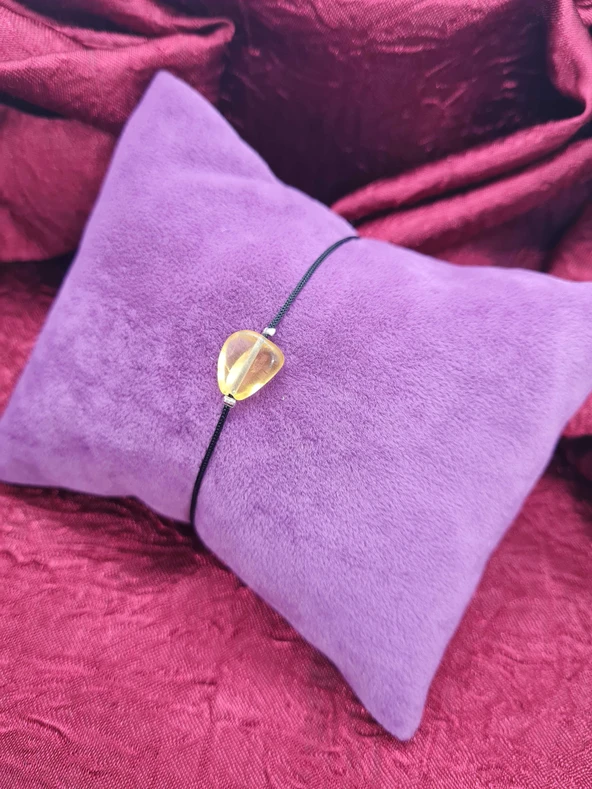 GÜMÜŞTEL EL SANATLARI Sertifikalı Doğal Ham Damla Kehribar Bileklik - Resim 2