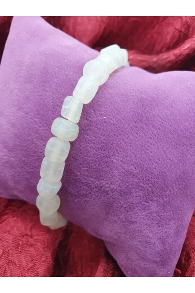 GÜMÜŞTEL EL SANATLARI Sertifikalı Doğal Akik Taşı Bileklik 8 Mm Küp Kesim - 3