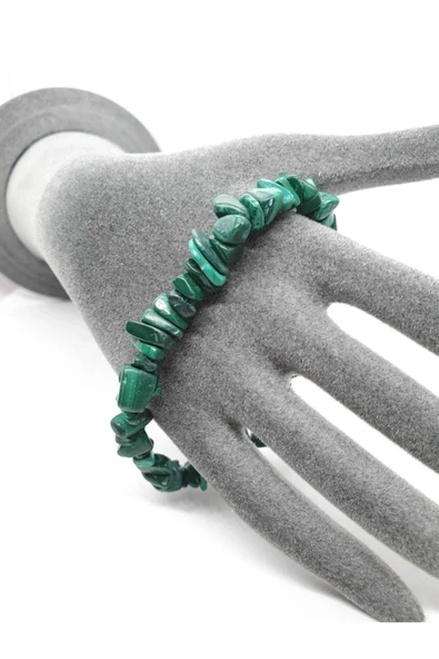 GÜMÜŞTEL EL SANATLARI Sertifikalı Doğal Ham Işlenmemiş Malahit Taşı Bileklik - Resim 3