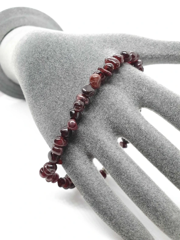 GÜMÜŞTEL EL SANATLARI Sertifikalı Doğal Lal (KIRMIZI GRANAT) Taşı Bileklik - 4