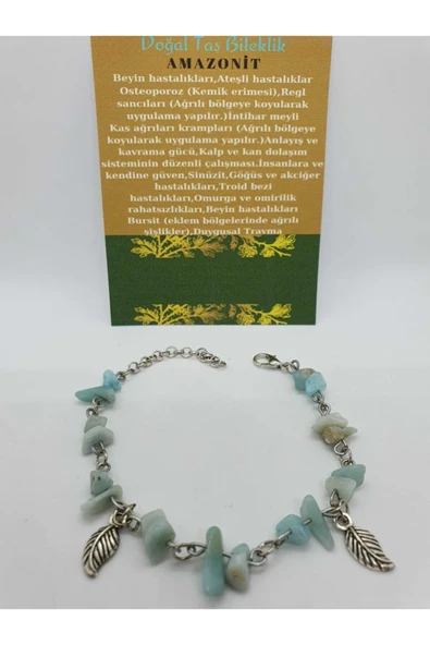GÜMÜŞTEL EL SANATLARI Sertifikalı Amazonit Taşı Bileklik Orijinal Doğal Taş Tasarım Bileklik ürün görseli 1